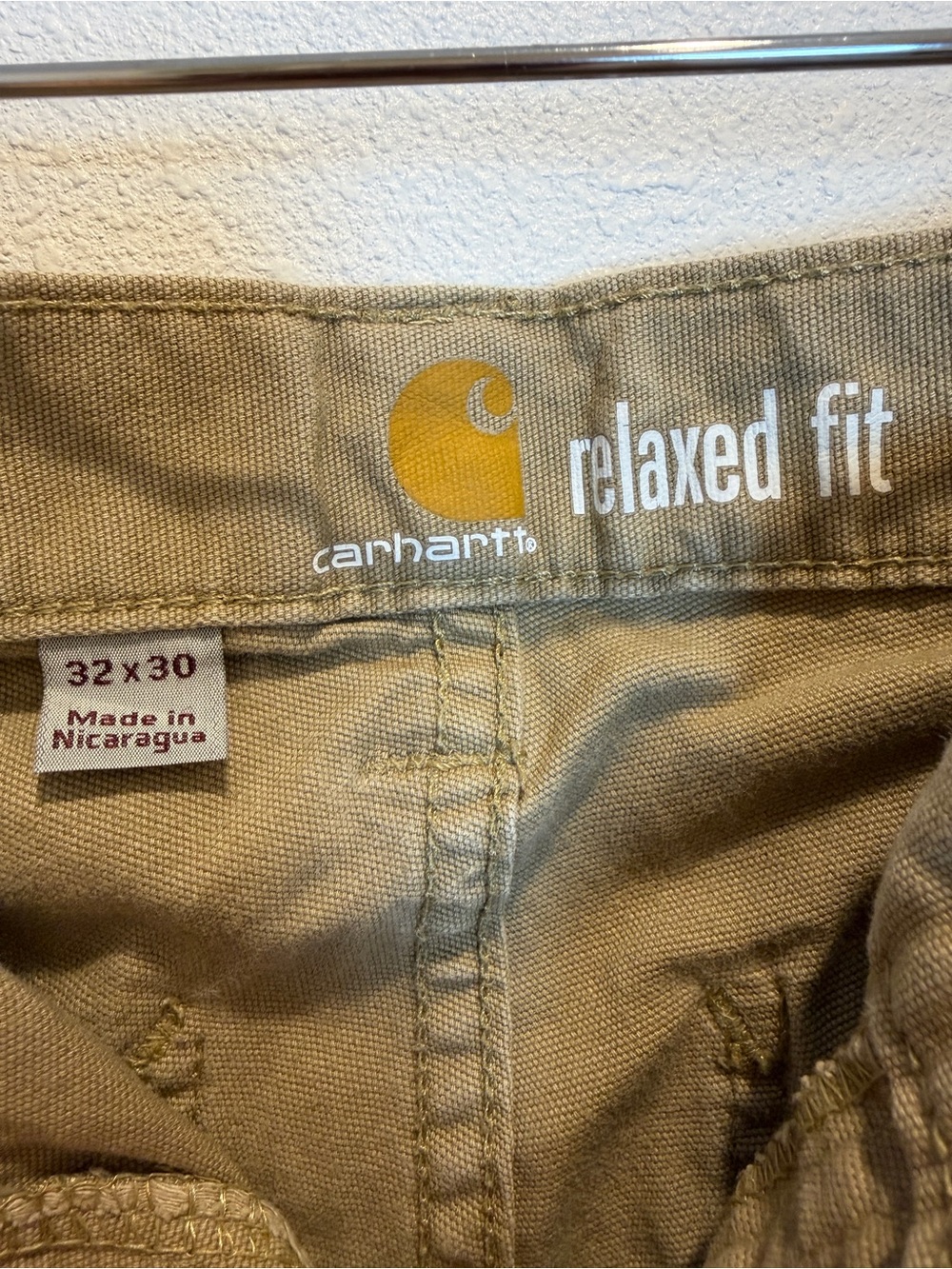 Men's Khaki Carhart Relaxed Fit 32x30 Pants Beige - Picture 4 of 4